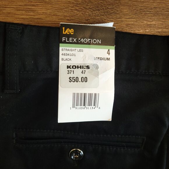 Lee Pants Womens 4 Medium Black Flex Motion Straight Leg Mid Rise Stretch NEW - Picture 5 of 16
